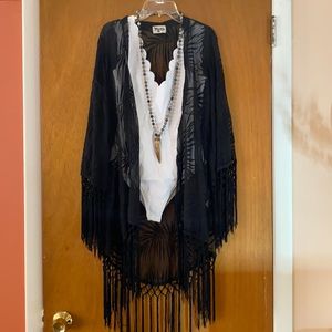 Black kimono swim cover up
